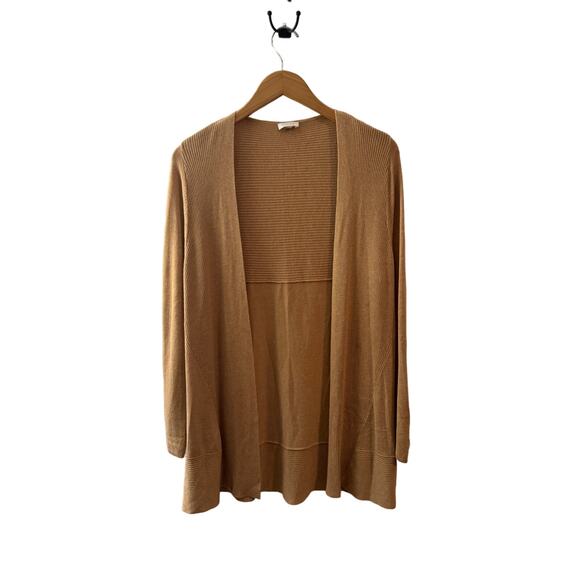 Chico's Sweaters - Chico's Cardigan Women L Tan Cotton Knit Classic Modest Travel‎ Timeless Layer